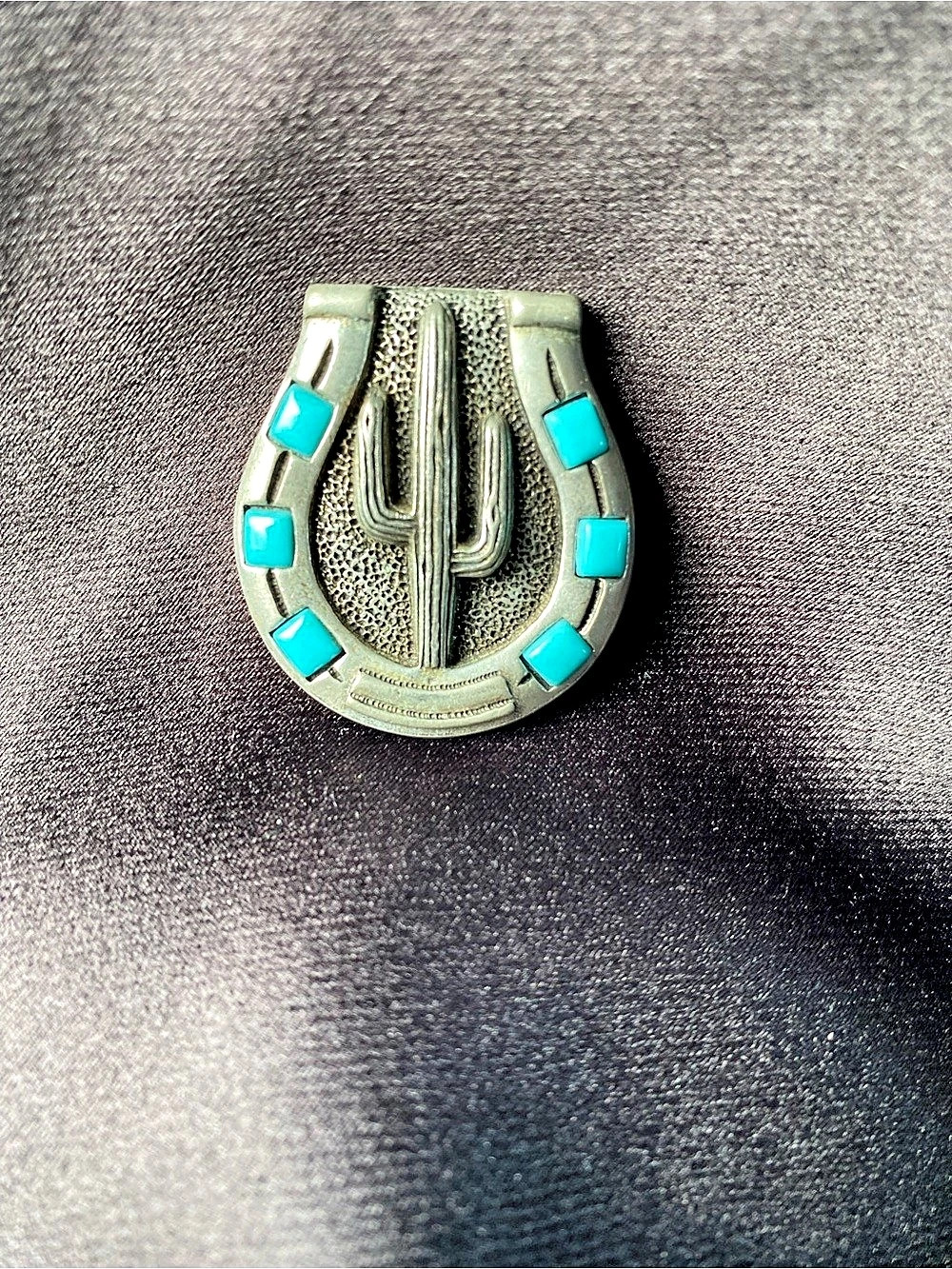 Foritt  Cactus horseshoe bolo tie Turquoise